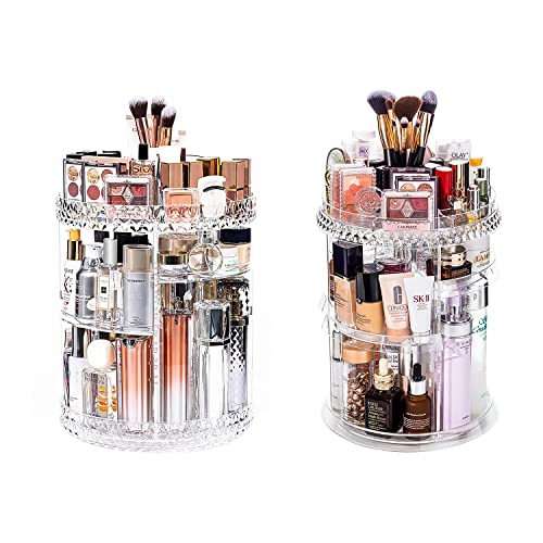 360° Rotating Makeup Organizer & Jewelry Storage - 7-Tier Adjustable Clear Acrylic Cosmetic Display Case for Brushes, Lipsticks, Perfumes | Perfect for Vanity, Bathroom & Dressing Table Organization
