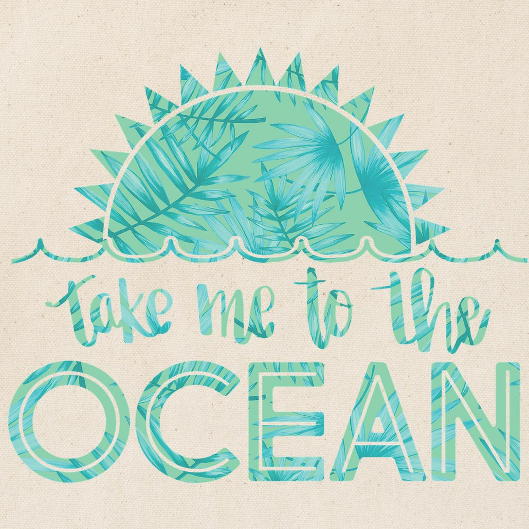 Take Me To The Ocean Print Tote Bag - Natural Canvas Reusable Shopping Bag for Beach, Grocery & Everyday Use | Eco-Friendly Cotton Tote