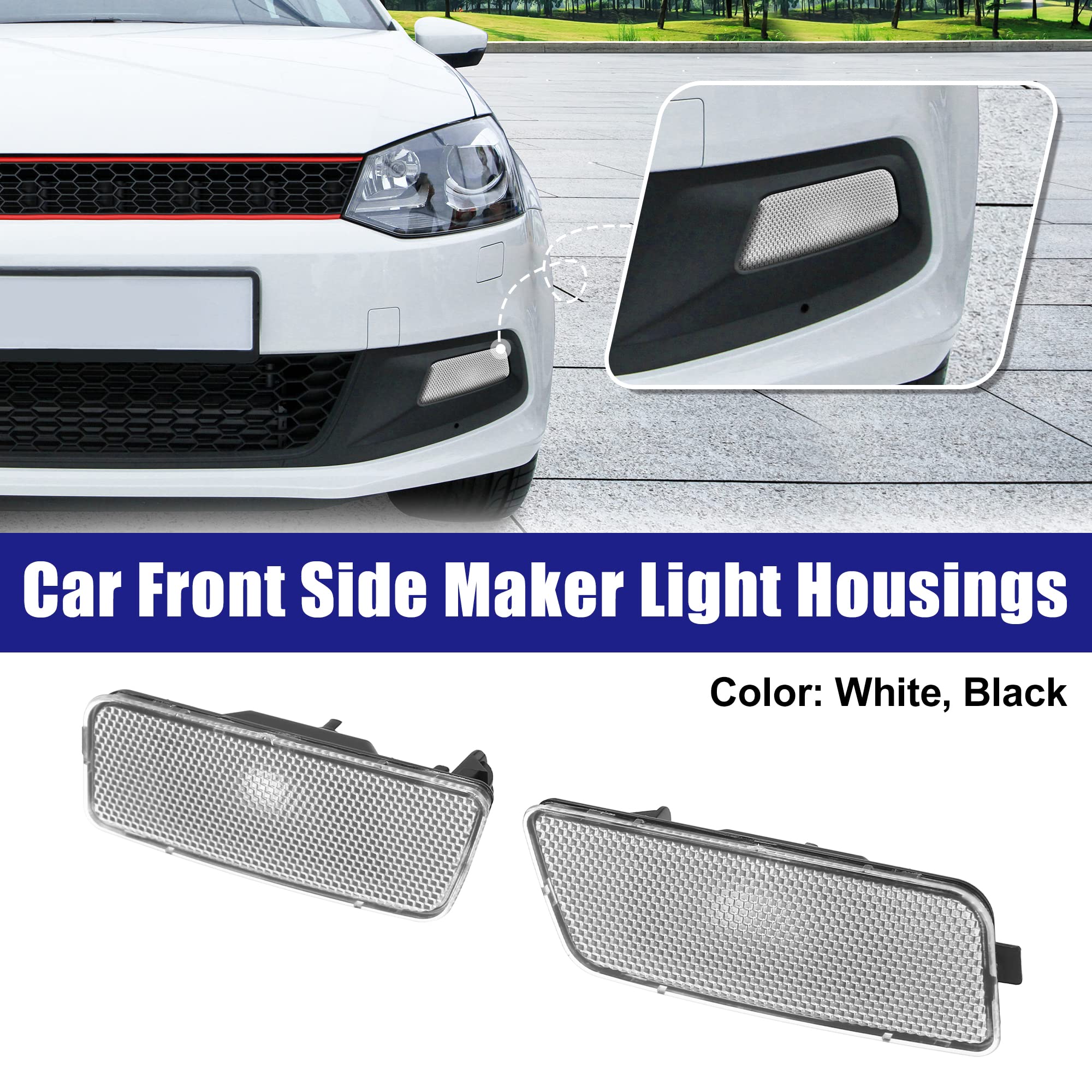 X AUTOHAUX Pair of White Front Bumper Side Marker Lights & Turn Signal Lamps for Volkswagen Golf GTI 2010-2014 (Part# 5K0 945 071/072) - Easy Installation, Enhanced Visibility & Safety for Night Driving