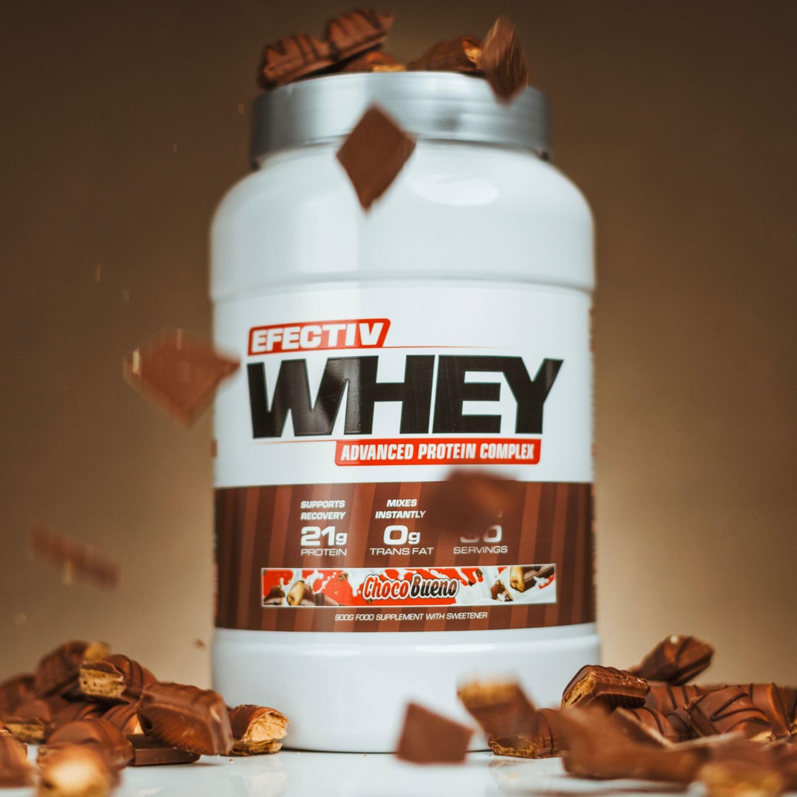 Efectiv Nutrition Whey Protein Powder 900g - Chocolate Flavor for Muscle Recovery & Workout | Post-Workout Shake, Smoothie Booster, Healthy Breakfast