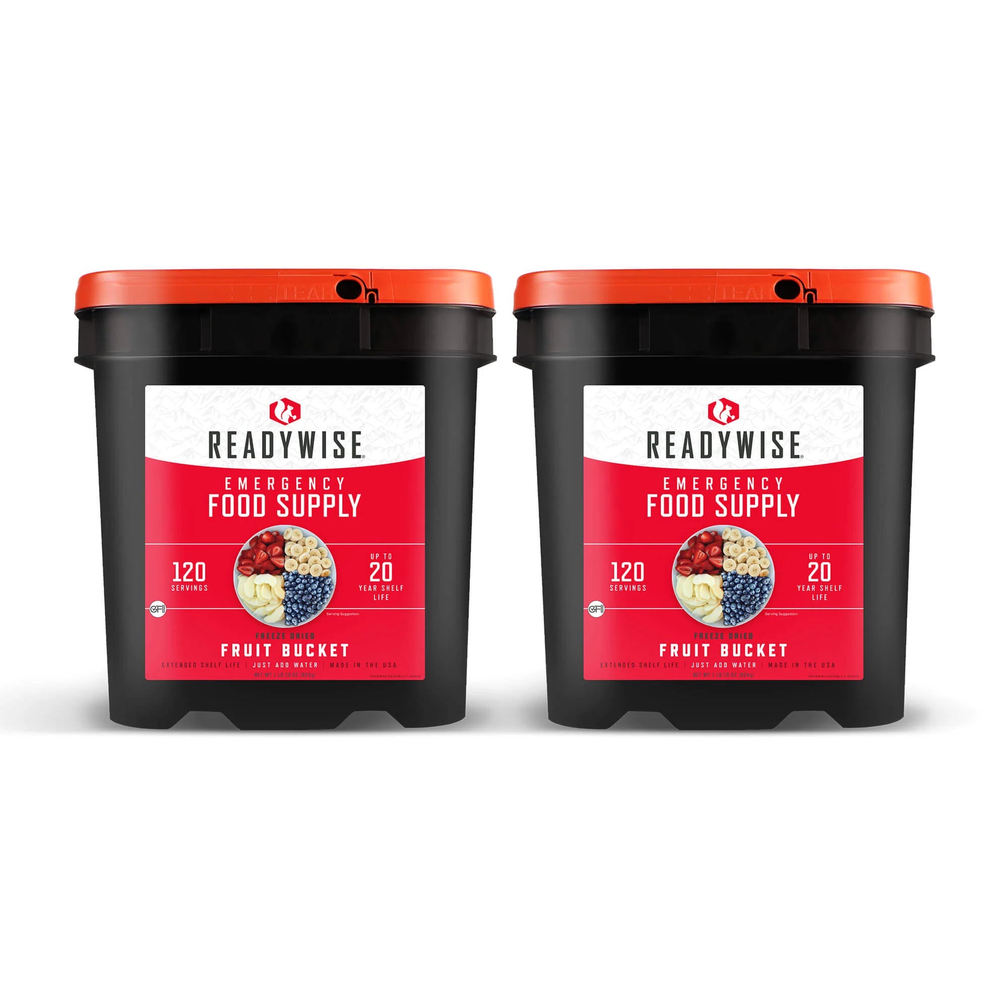 ReadyWise 120 Serving Emergency Food Supply - Freeze Dried Fruit Bucket (12 Pack) | Long Shelf Life Survival Food for Camping, Hiking & Emergency Preparedness
