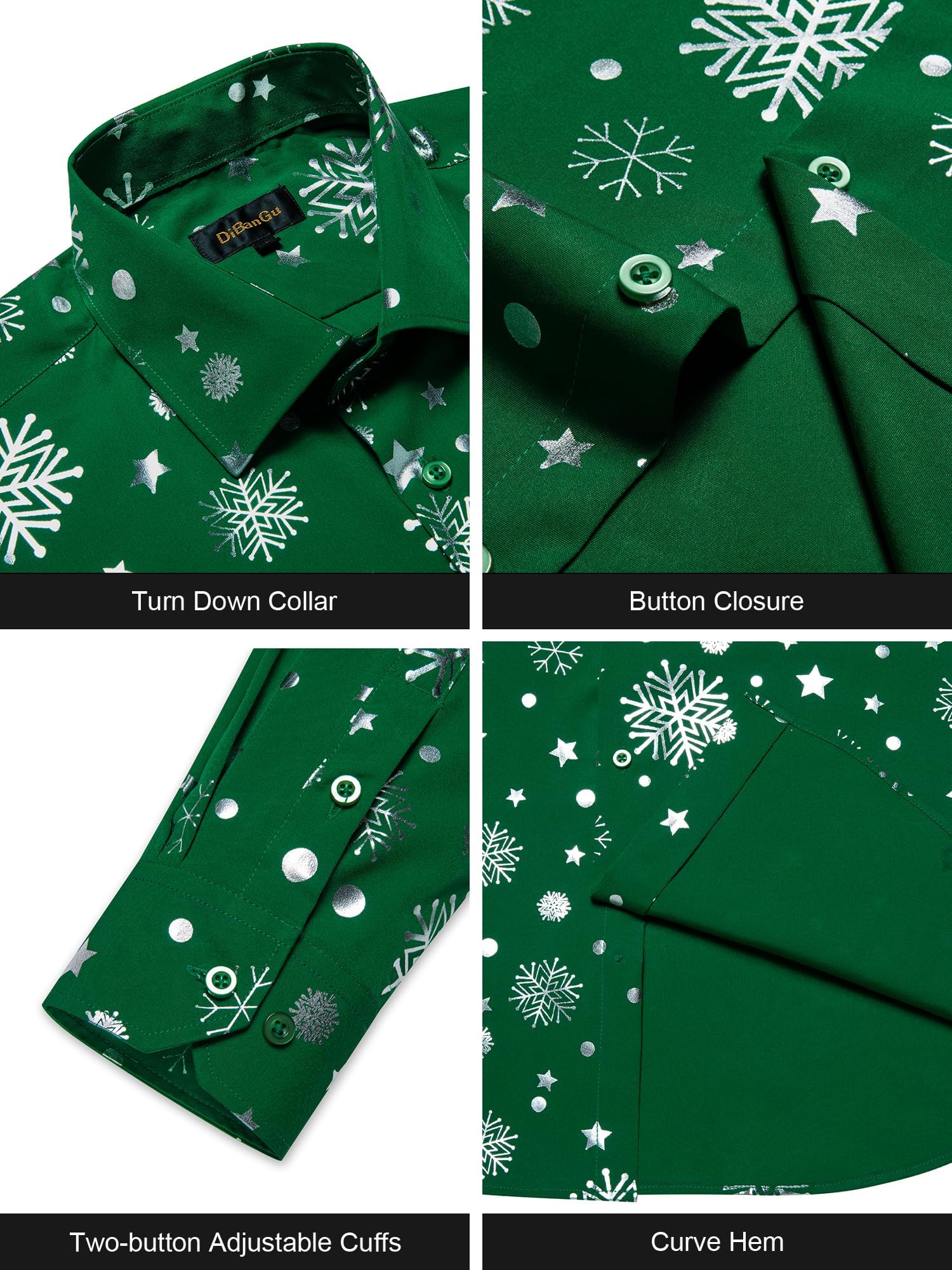 Men's Christmas Dress Shirts - Casual Holiday Long Sleeve Button Down Shirts for Xmas Parties, Festive Office Wear & Vacation Outfits | DiBanGu