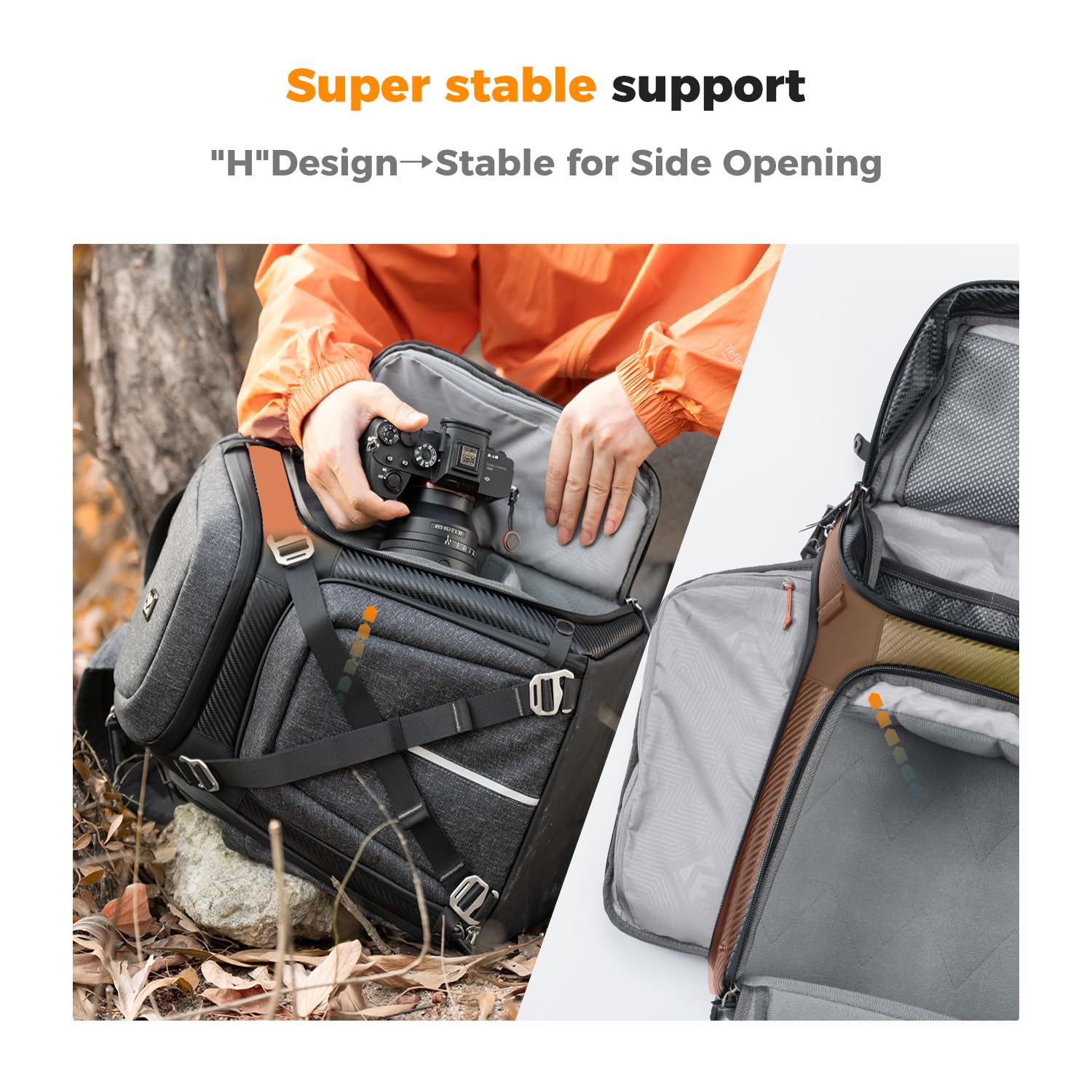 K&F Concept Professional Camera Backpack - Waterproof DSLR/SLR Photography Bag with 15.6 Inch Laptop Compartment & Tripod Holder | Perfect for Travel, Hiking, and Outdoor Photography
