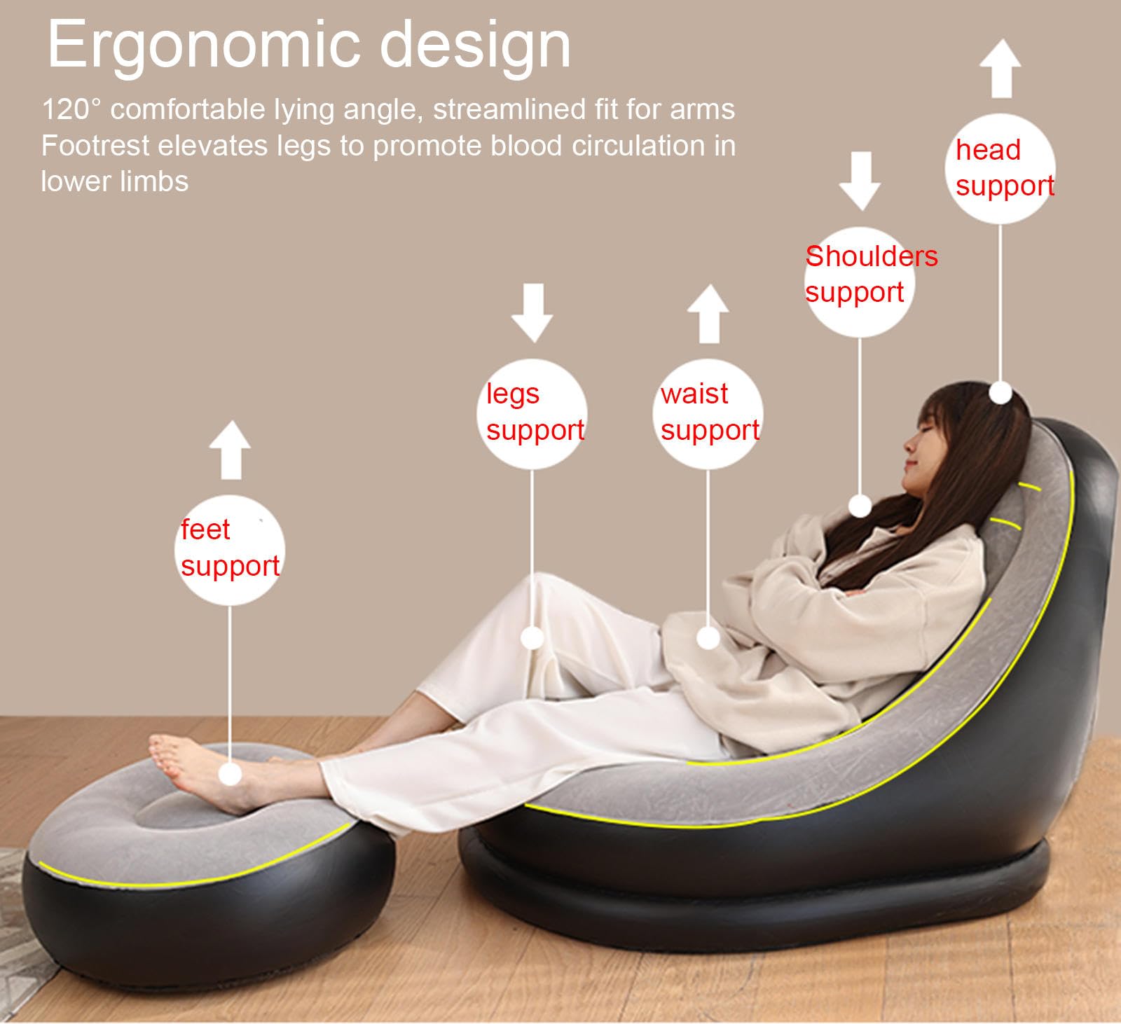Inflatable Single Sofa - Portable Folding Lounge Chair for Living Room, Bedroom, Balcony & Garden | Perfect for Relaxing, Napping & Outdoor Lounging