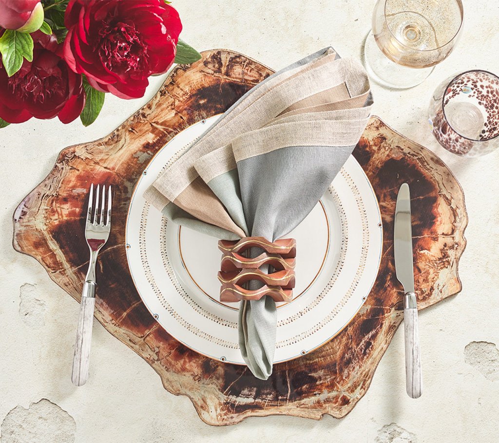 Premium Brown & Multi-Color Fossil Placemat Set of 4 - Elegant Dining Table Mats for Home, Restaurant & Party Decor | Heat-Resistant & Easy Clean