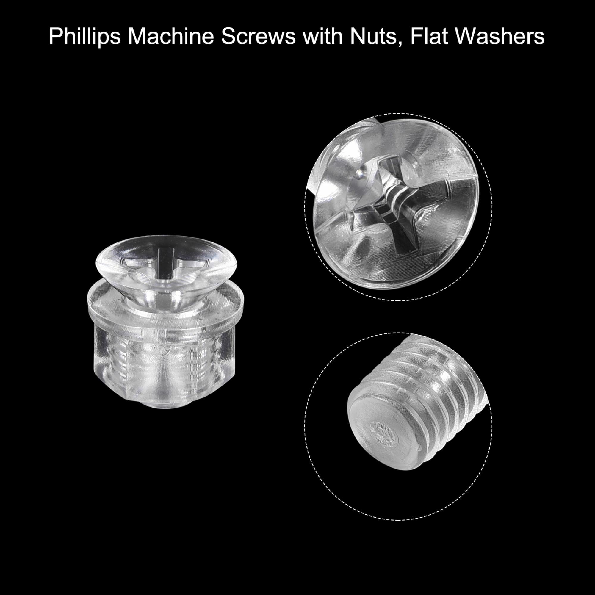 uxcell M5 x 10mm Clear Plastic Phillips Machine Screws with Nuts & Washers - 20 Sets for PC Assembly, DIY Projects & Home Repairs