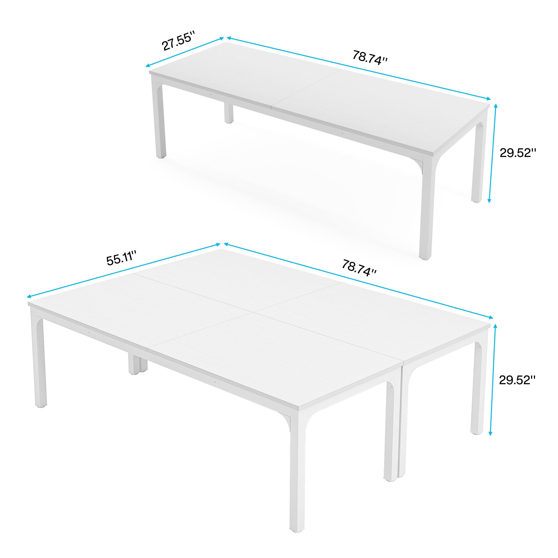 Tribesigns 78.74-Inch Large Conference Table Set - 13FT Rectangle Meeting Table for Office, Seminar & Business (2-Pack, White) - Perfect for Boardrooms, Training Rooms & Corporate Meetings (Chairs Not Included)
