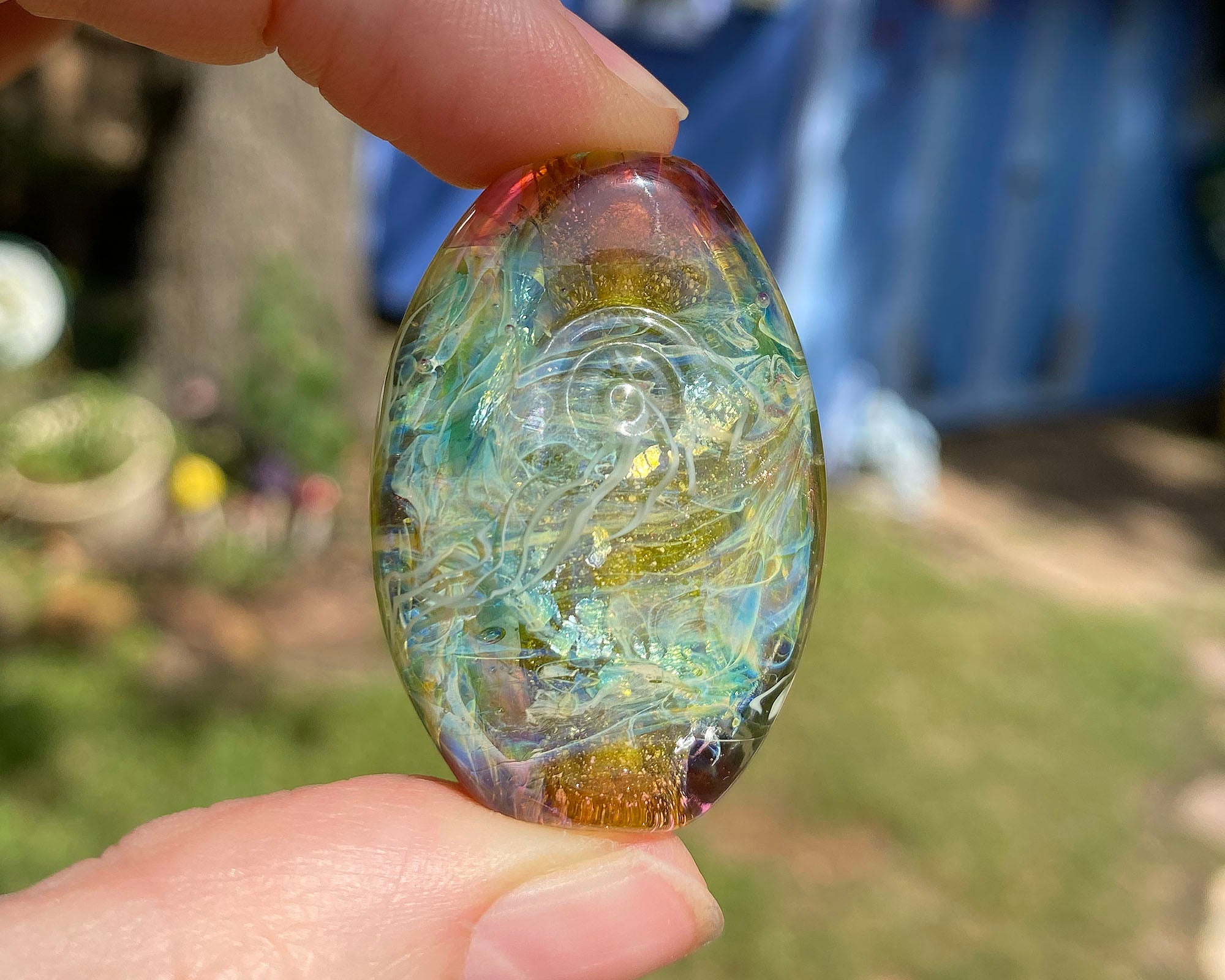 Handmade Sunset Harbor Lampwork Glass Focal Bead SRA - Perfect for Jewelry Making, DIY Crafts & Beading Projects