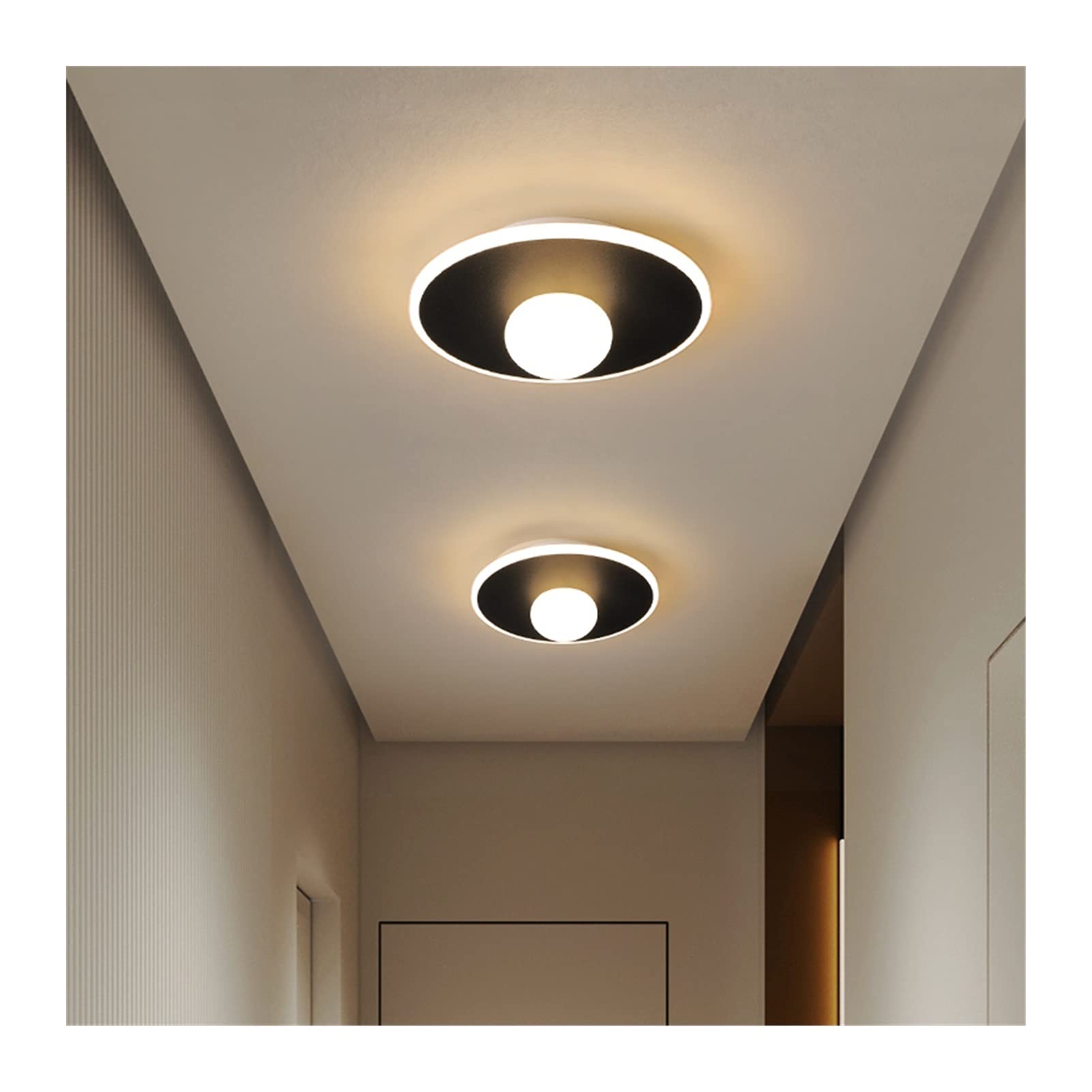 Modern Nordic Black Round LED Chandelier - Energy Efficient Ceiling Light for Bedroom, Hallway, Cloakroom & Balcony | Dimmable Crystal Lighting Fixture for Home Decor & Interior Design