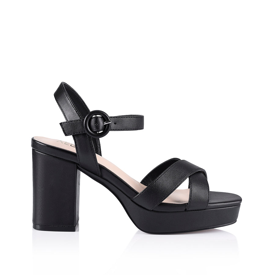 Heppell Women's Platform Heels - Black Smooth Leather High Heels for Women | Comfortable Dress Shoes for Parties, Weddings & Evening Events