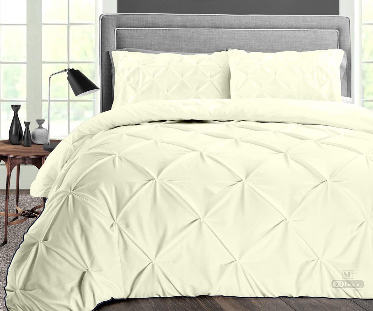 Premium Twin XL Comforter Set - 300 GSM Plush Siliconized Microfiber Fill, Box Stitched Quilted Design with Soft Microfiber Shell & Matching Pillowcases - Ivory - Perfect for Cozy Bedrooms, Guest Rooms & Dorm Rooms