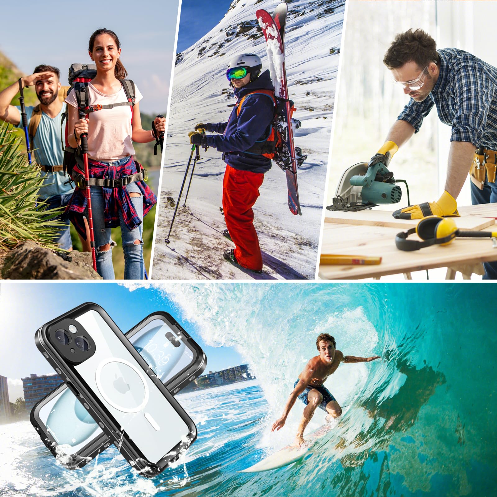 **Waterproof iPhone 15 Case - IP68 Certified, Full-Body Protection with MagSafe Compatibility | Shockproof, Anti-Scratch TPU+PC Cover for iPhone 15 | Perfect for Swimming, Outdoor Adventures & Daily Use**