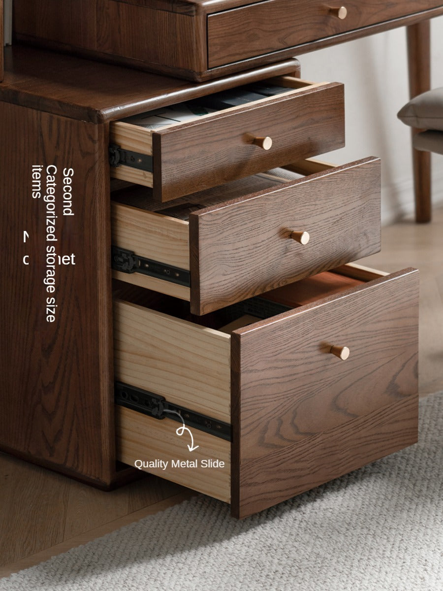 Premium Black Walnut & Ash Solid Wood Adjustable Height Modern Office Desk - Perfect for Home Office, Study Room & Workspace