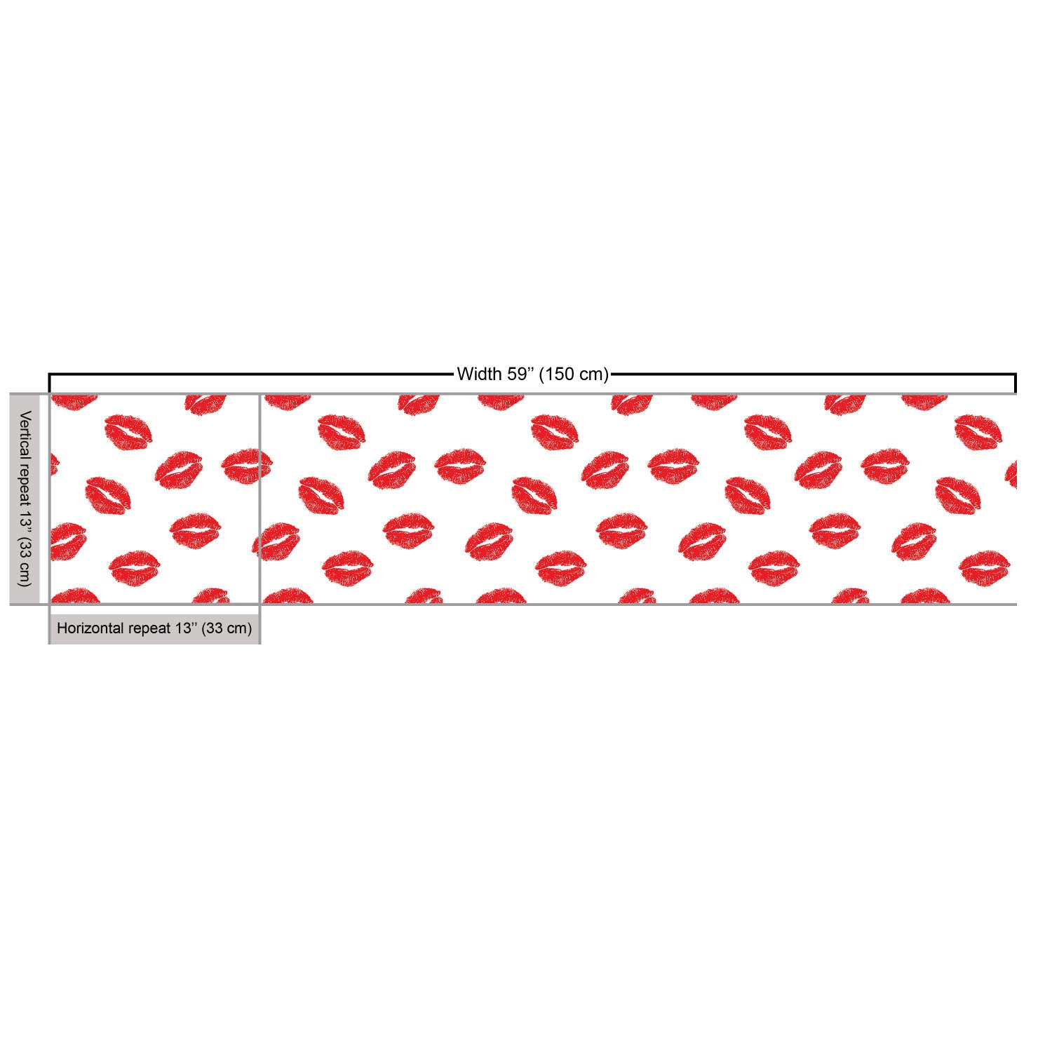 Ambesonne Lips Fabric by The Yard - Romantic Kisses Print Upholstery Material for Sofa, Curtains & Home Decor (10 Yards, Scarlet/White) | Perfect for DIY Projects, Throw Pillows & Bedroom Accents