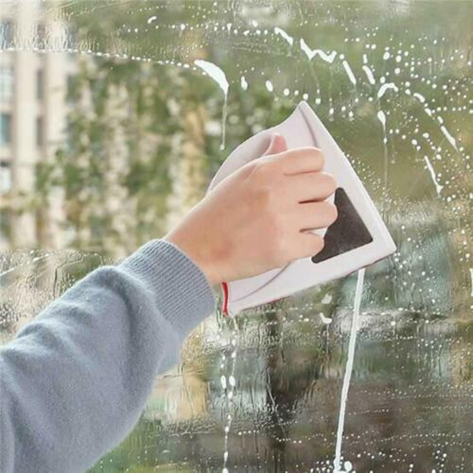 DWLOMHE Magnetic Window Cleaner - Double-Sided Glass Wiper for Double Glazed Windows - Indoor/Outdoor Use for Homes, Offices & High-Rise Buildings