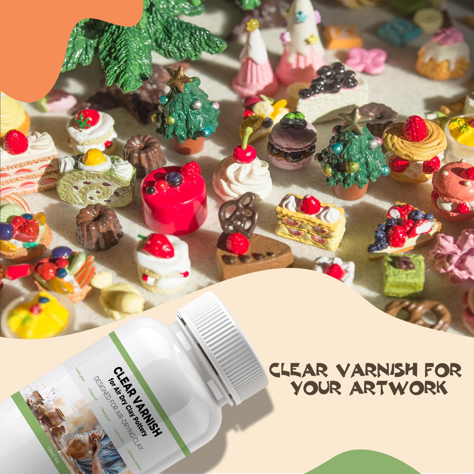 120ml Clear Glossy Air Dry Clay Varnish Sealant - Prevent Cracking, Scratches & Wear - Protective Finish for DIY Pottery, Sculptures & Crafts - Perfect for Air Dry Clay Projects, Home Decor & Art Preservation