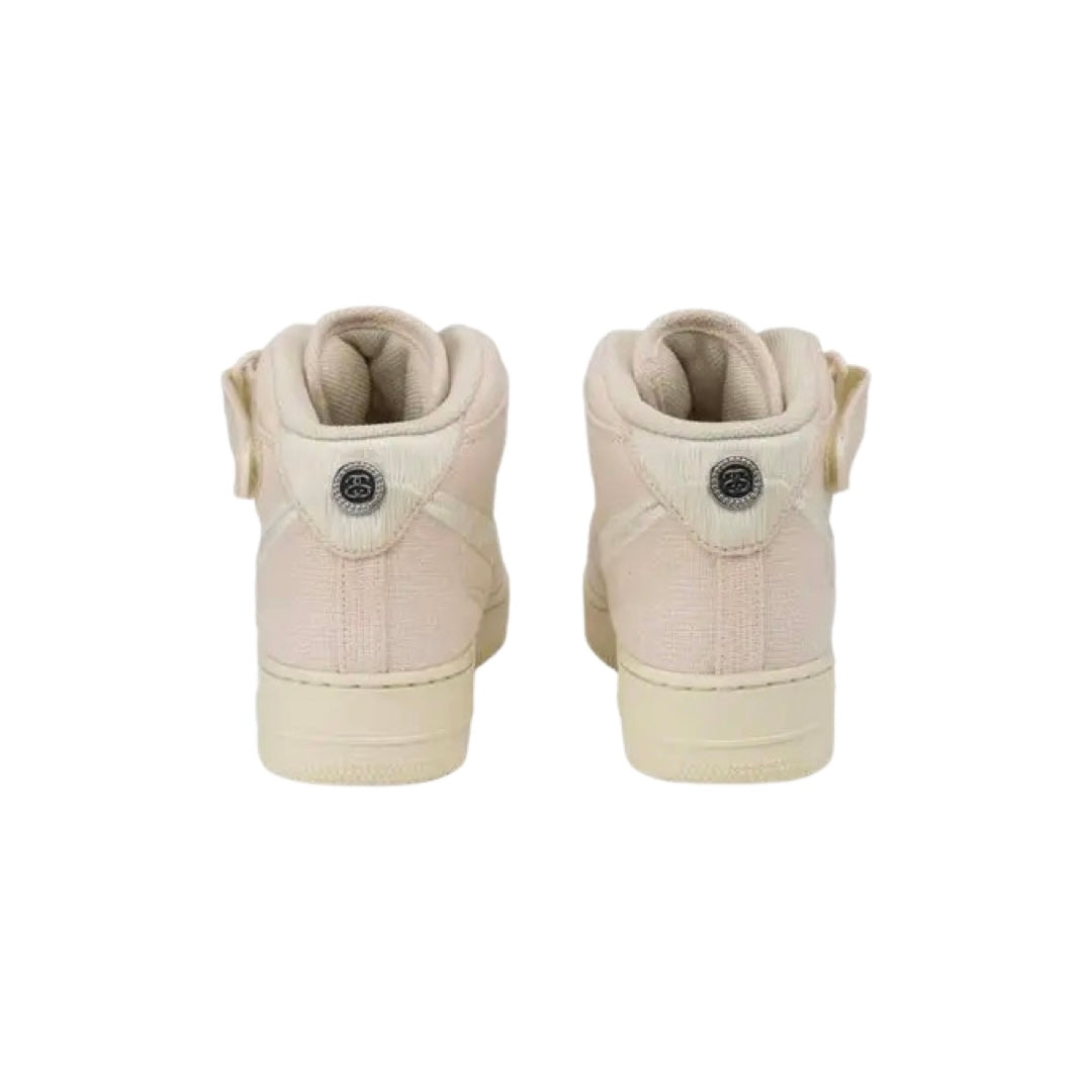 Nike x Stussy Air Force 1 '07 Mid SP Fossil Sneakers - Limited Edition Men's Basketball Shoes for Streetwear & Casual Wear