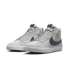Nike SB Zoom Blazer Mid Skateboarding Shoes - Wolf Grey/Midnight Navy - Comfortable Sneakers for Men & Women - Perfect for Streetwear, Skateboarding & Casual Wear