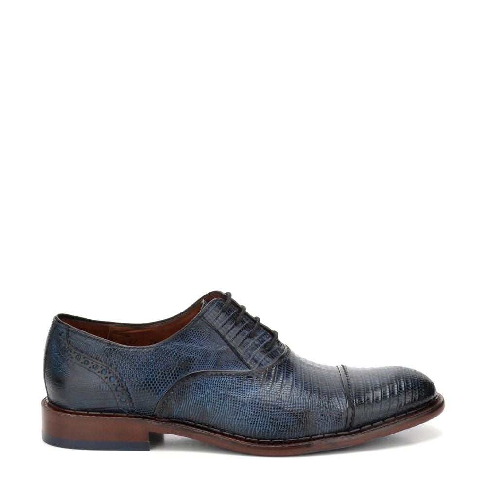 Premium Men's Lizard Oxford Shoes in Navy Blue - Classic Dress Shoes for Business, Formal & Wedding Occasions