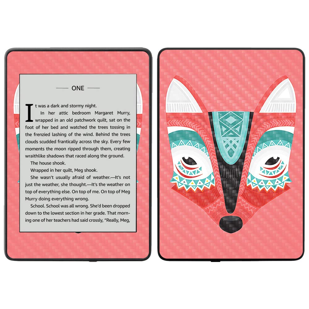 MightySkins Carbon Fiber Skin for Amazon Kindle Paperwhite 2018 (10th Gen) - Aztec Fox Design | Waterproof Protective Cover | Durable Textured Finish | Easy to Apply & Remove | Made in USA | Perfect for Travel, Reading & Outdoor Use
