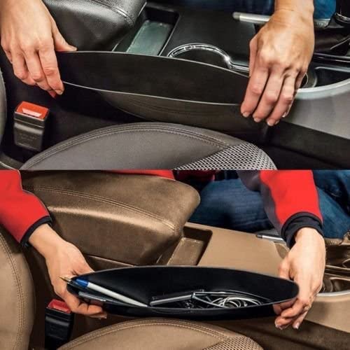 2-Pack Black Car Seat Gap Organizer - Universal Phone Holder & Storage Box for Auto Accessories - Perfect for Keys, Wallets & Small Items in Sedans, SUVs & Trucks