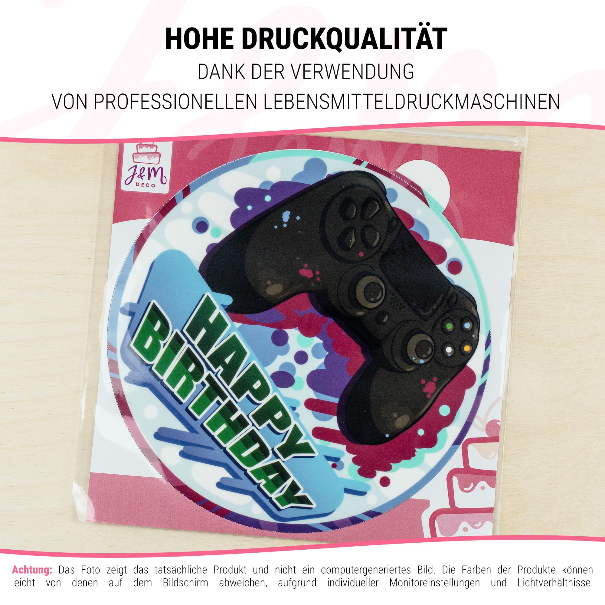 J&M DECO Edible Cake Toppers - Birthday Cake Decorations for Gamers - 20cm Round Fondant Cake Topper - Edible Paper Cake Decor for Birthday Parties & Gaming Events