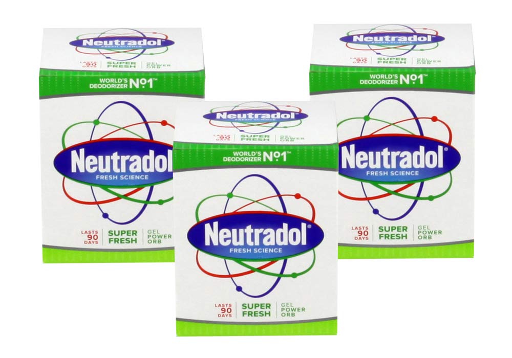 3-Pack Neutradol Gel Odor Destroyer Super Fresh - Eliminates Tough Odors in Cars, Homes & Offices