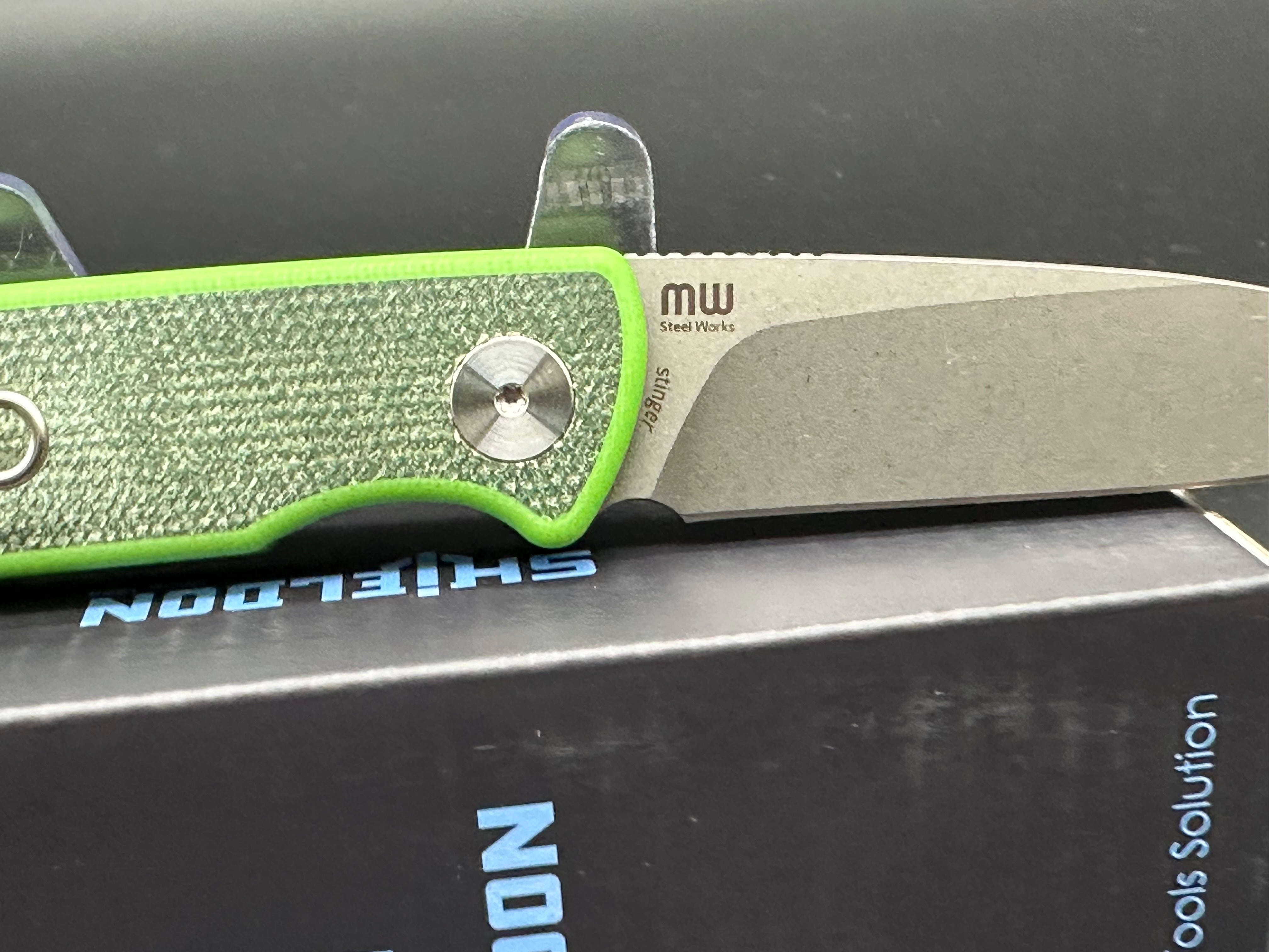 SHIELDON STINGER Folding Knife - Black Green Micarta/G10 Handle, 14C28N Stainless Steel Plain Edge Blade - EDC, Camping, Hunting & Outdoor Survival Tool