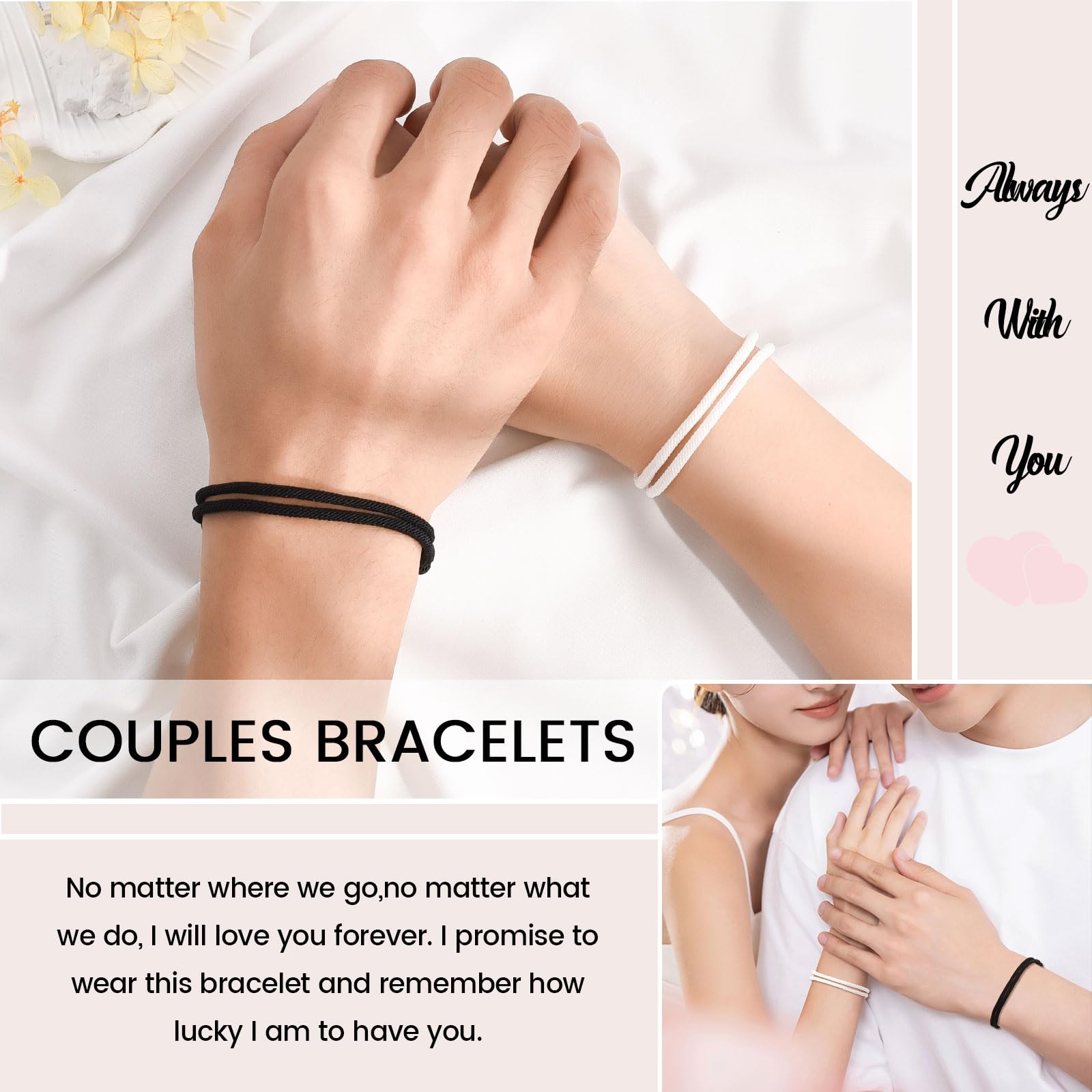Matching Couples Bracelets - Long Distance Gifts for Him & Her | Valentine's, Anniversary & Birthday