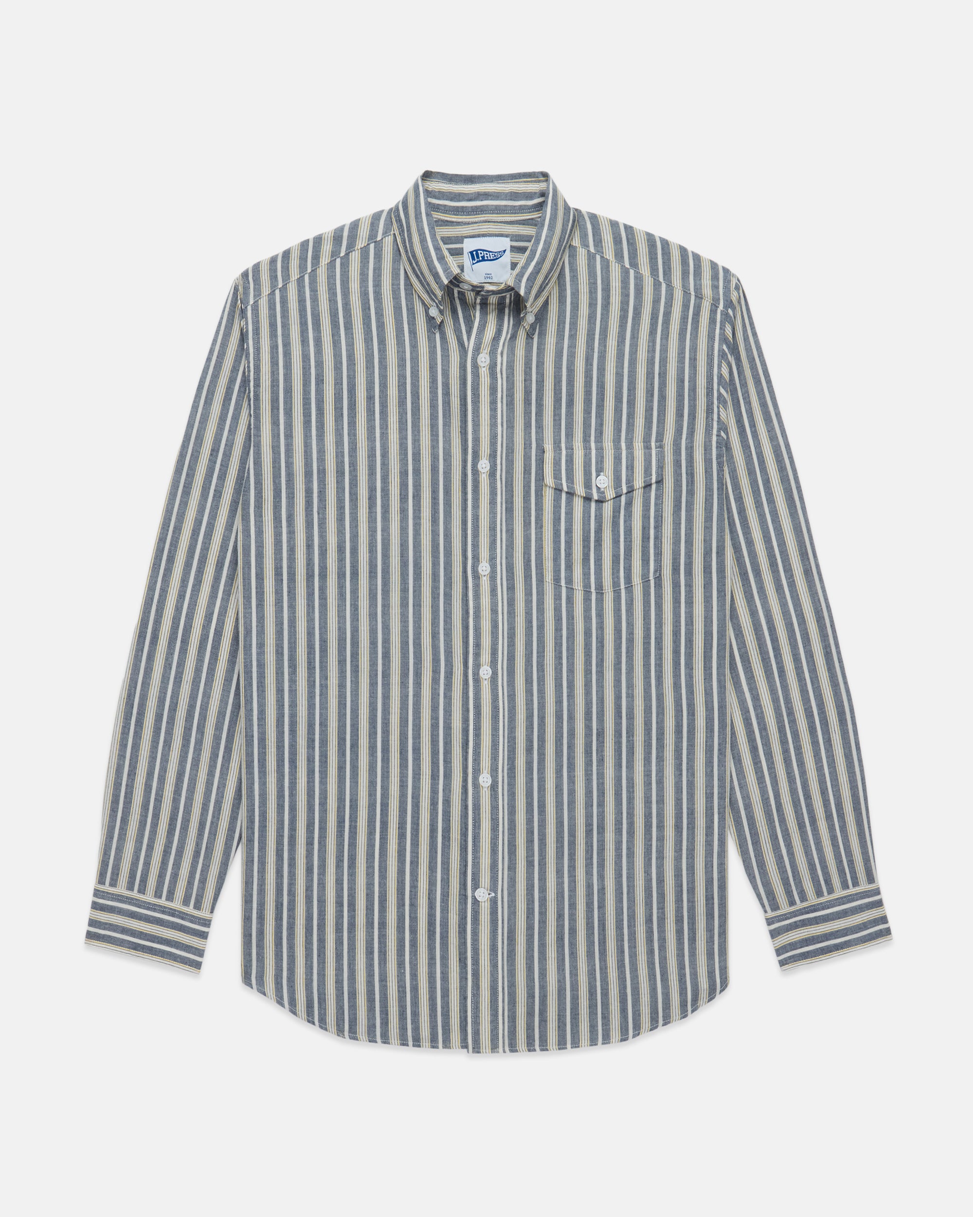 Enzyme Washed Stripe Shirt for Men - Slim Fit Tan/Navy Casual Button Down Shirt | Office Wear & Weekend Outfits