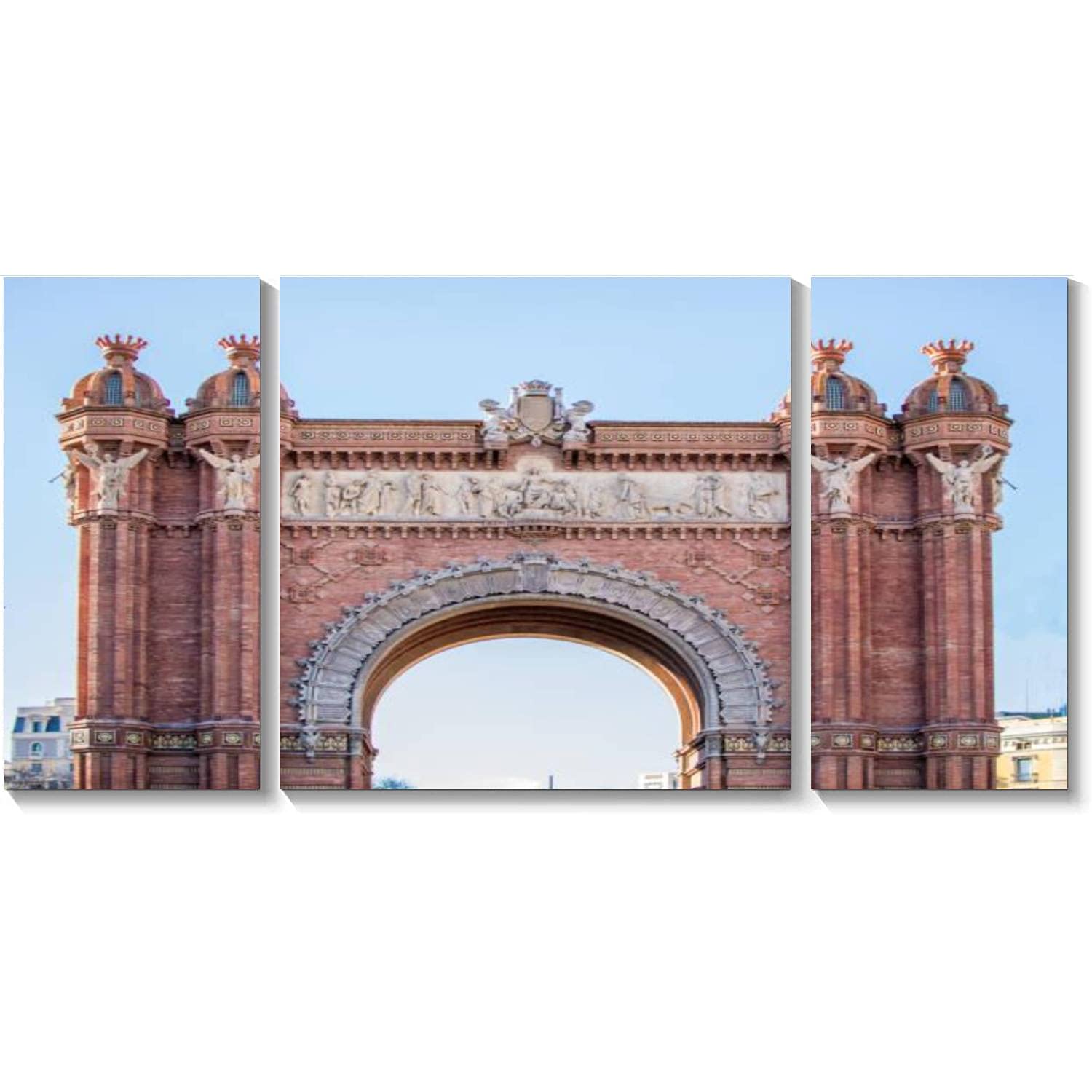 BDMPIZLNSF 3 Panel Canvas Wall Art - Barcelona's Arc de Triomf Framed Print Painting, Modern Home Decor for Living Room & Bedroom - Ready to Hang Wall Artwork for Office, Dorm, or Gift