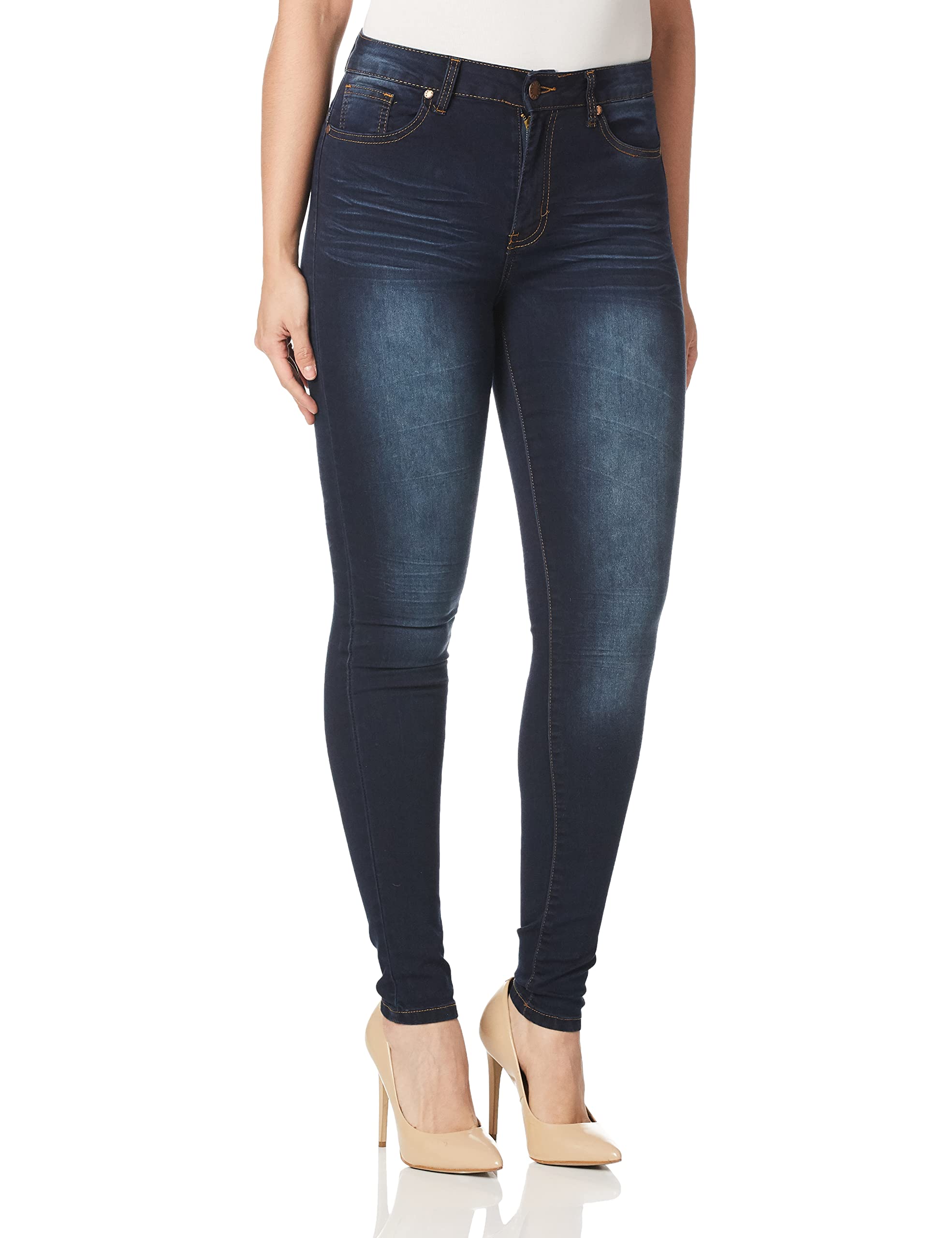 V.I.P. JEANS Women's Acid Washed Blue Skinny Jeans - Stretch Denim Pants with 5 Pockets | Perfect for Casual Wear, Dating & Night Out