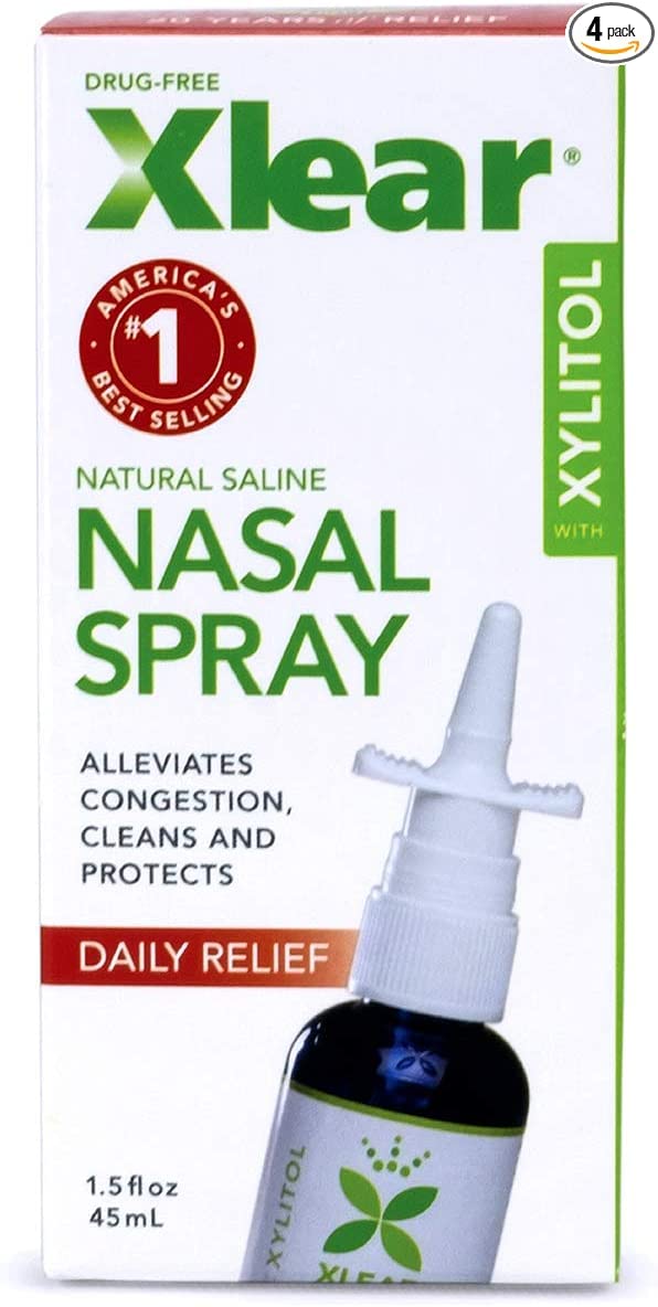 Xlear Nasal Spray with Xylitol - Natural Saline Nasal Moisturizer for Adults & Kids - 1.5 fl oz (12 Pack) - Relieves Dry Nose, Allergies & Sinus Congestion - Perfect for Travel, Cold Season & Daily Nasal Care