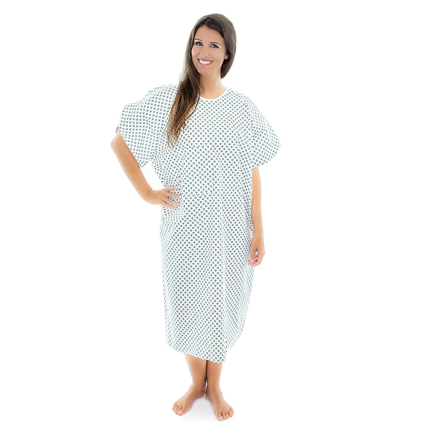 Premium Patient IV Sleeves Hospital Gown with Telemetry Pocket - Angle Back Overlap Design, Raspberry Grey Diamonds (1 Pack) | Comfortable Medical Wear for Hospital, Surgery & Home Care