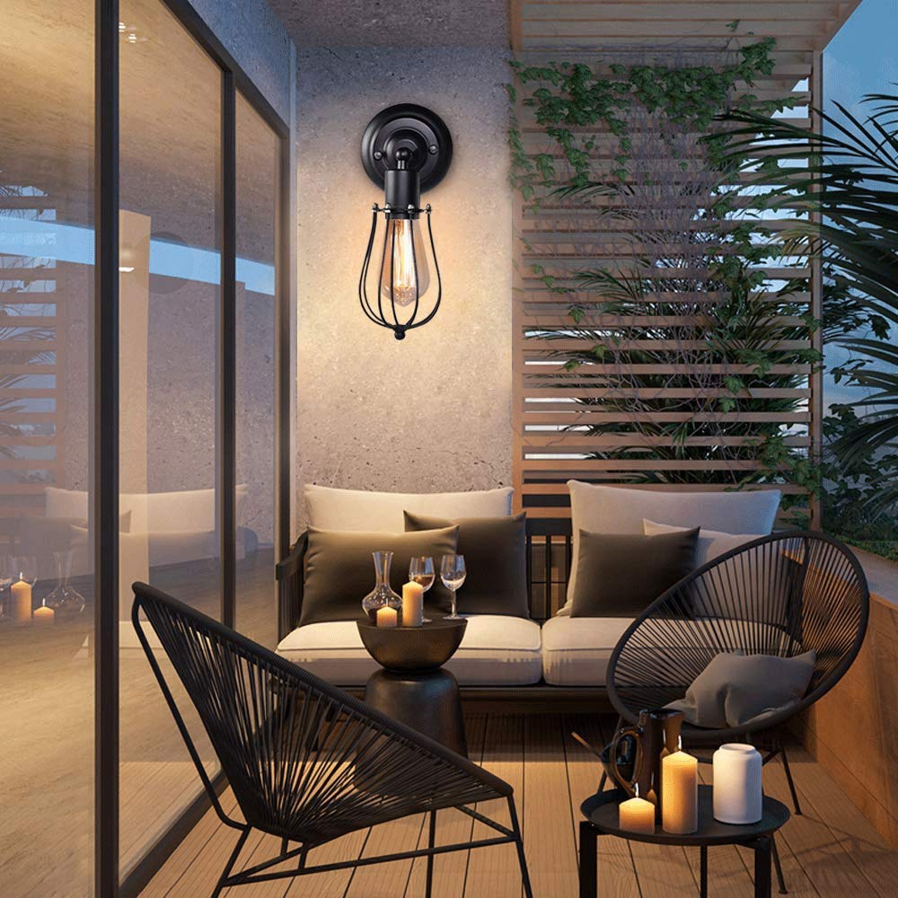 Vintage Industrial Wall Sconce - Single Head Edison Bulb Reading Light for Restaurant, Bar, Balcony & Hallway | Classic Metal Wall Lamp with Artistic Shadow Effect | Perfect for Ambient Lighting in Cafes, Bedrooms & Entryways