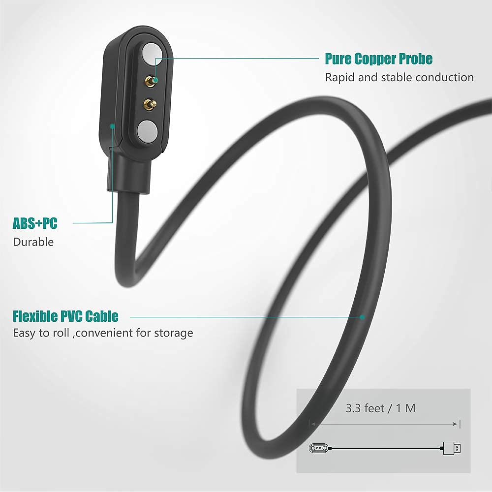 Sekonda Flex Smart Watch Charger - 2 Pin Magnetic USB Replacement Charging Cable Compatible with Sekonda Flex Women's 42mm Smartwatch | Perfect for Home, Office & Travel Use