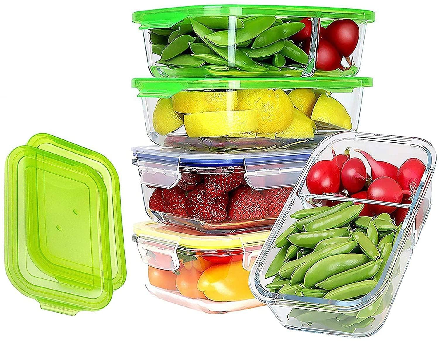 Eco-Friendly Glass Food Storage Containers Set of 4 - Airtight, Leakproof BPA-Free Lids (2 Bento Boxes + 2 Rectangular Containers) | Perfect for Meal Prep, Leftovers & Office Lunch