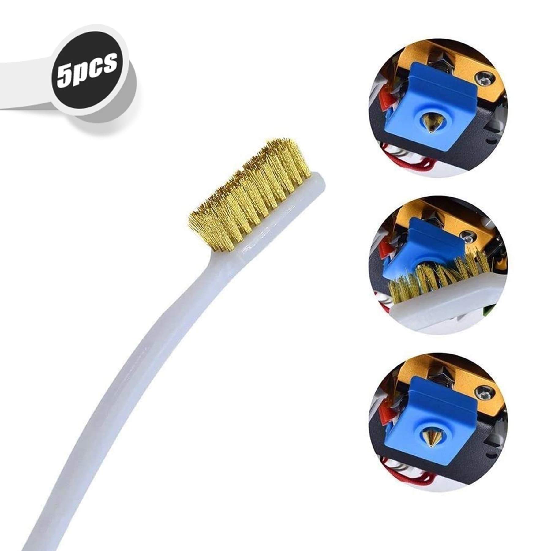 5PCS 3D Printer Nozzle Cleaner Kit - Copper Wire Brush & Toothbrush Style Tool for Hot Bed Cleaning - Perfect for Removing Filament Residue and Maintaining Print Quality (Ideal for PLA, ABS, PETG Filament Cleaning)