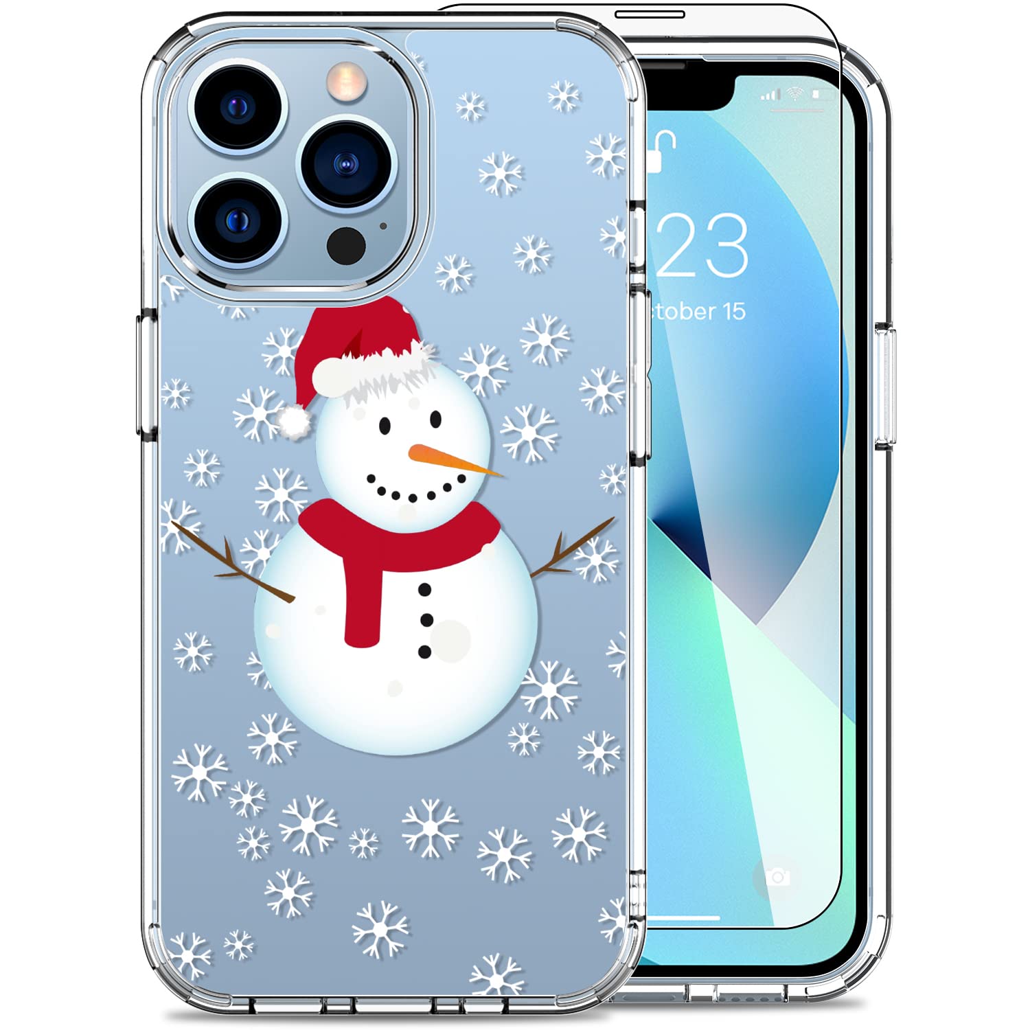 LUHOURI iPhone 13 Pro Max Case with Screen Protector - Crystal Clear Fashion Cute Design for Women & Girls, Slim Fit Durable Protective Phone Cover for 6.7