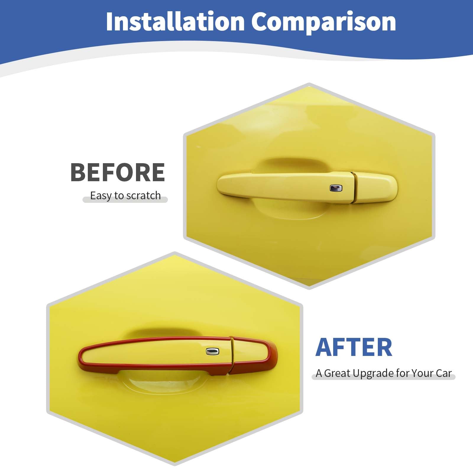 Red RT-TCZ Door Handle Inserts Trim Cover for Chevy Camaro 2017-2024 | Exterior Car Accessories | Enhance Style & Protection for Daily Driving & Car Shows