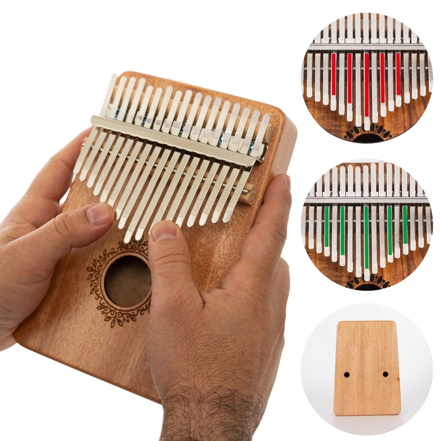 17 Key Kalimba Thumb Piano - Premium Wooden Mbira Instrument with Tuning Hammer, Finger Covers & Key Stickers - Perfect Gift for Adults & Kids Beginners - Ideal for Relaxation, Music Therapy & Home Decor