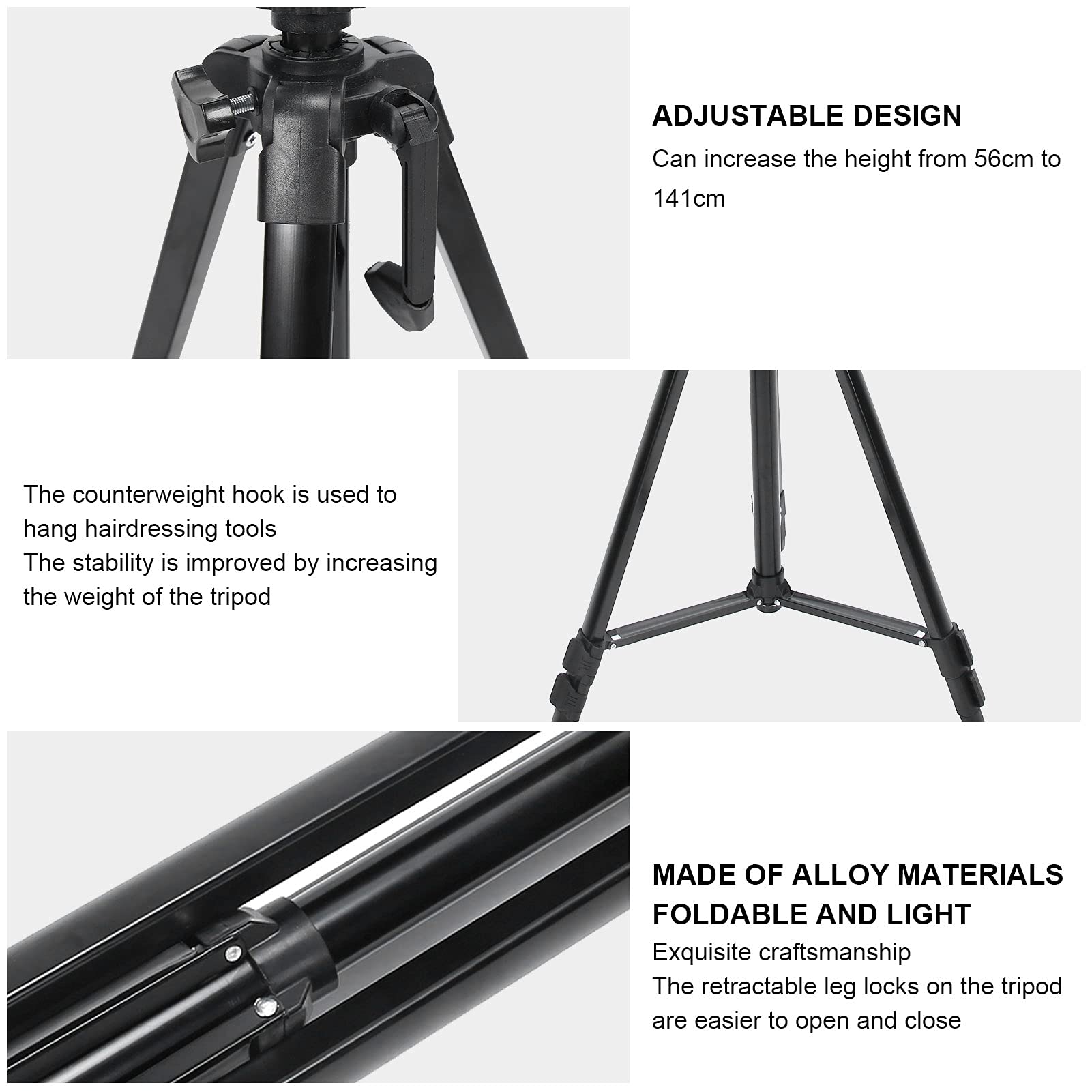 Professional Adjustable Mannequin Head Stand for Hairdressing Training - Anti-Slip Retractable Tripod Base for Barber Shop & Salon Styling Practice - Perfect for Wig Display, Makeup Practice, and Cosmetology Training