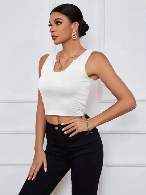 Y Neckline Knit Tank Top for Women - Summer Casual Sleeveless Blouse - Perfect for Beach, Vacation & Everyday Wear
