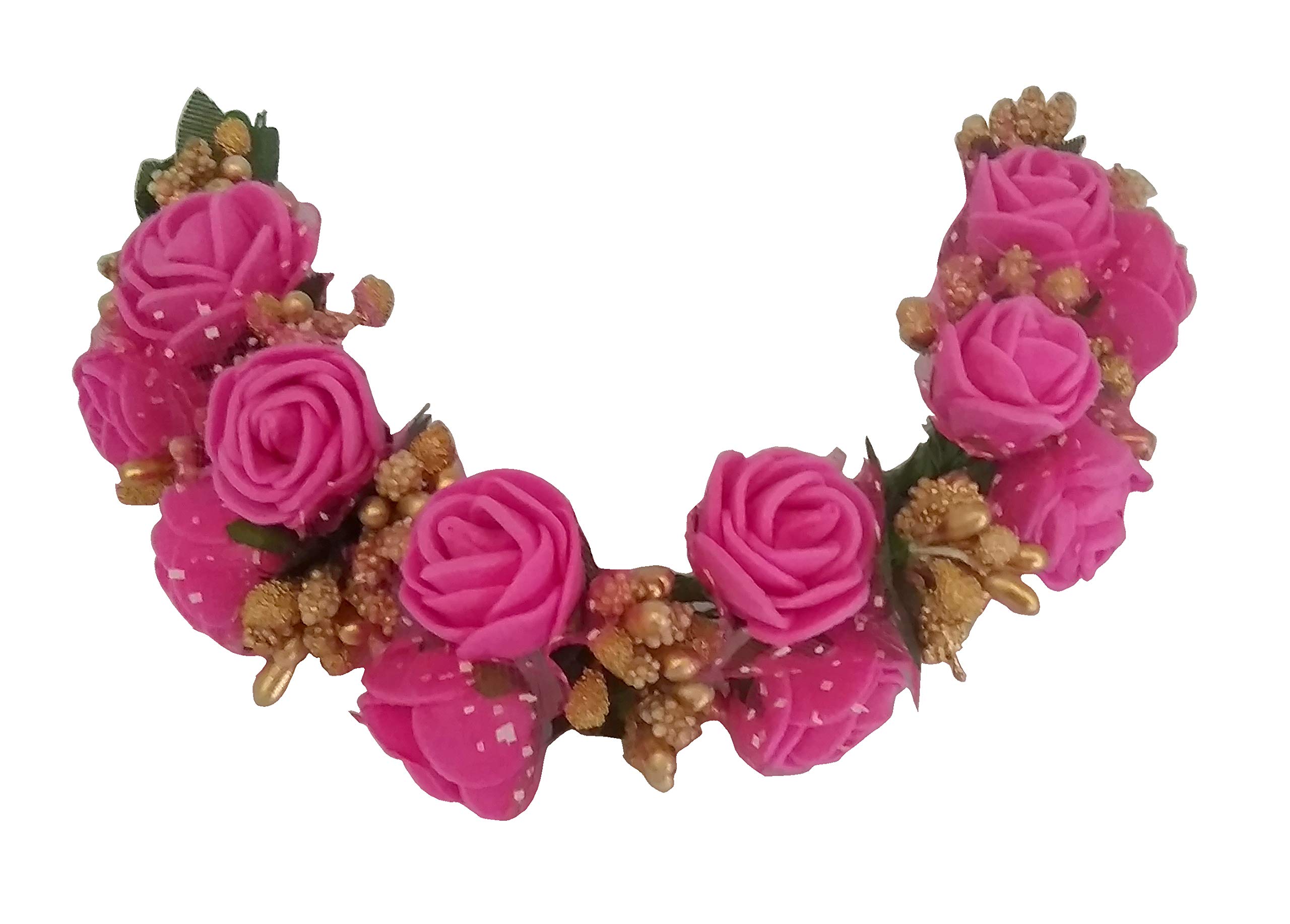Aairaa Hair Gajra Floral Hair Accessories for Women & Girls - Dark Pink (50g Pack of 1) - Perfect for Weddings, Parties & Traditional Outfits