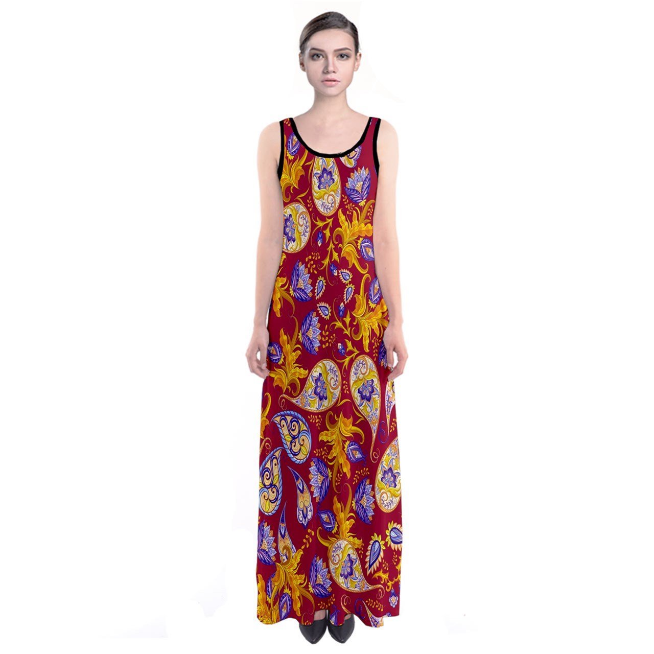CowCow Women's Floral Print Hawaii Summer Casual Sleeveless Maxi Dress - Beach Vacation, Tropical Party & Outdoor Date Night Outfit