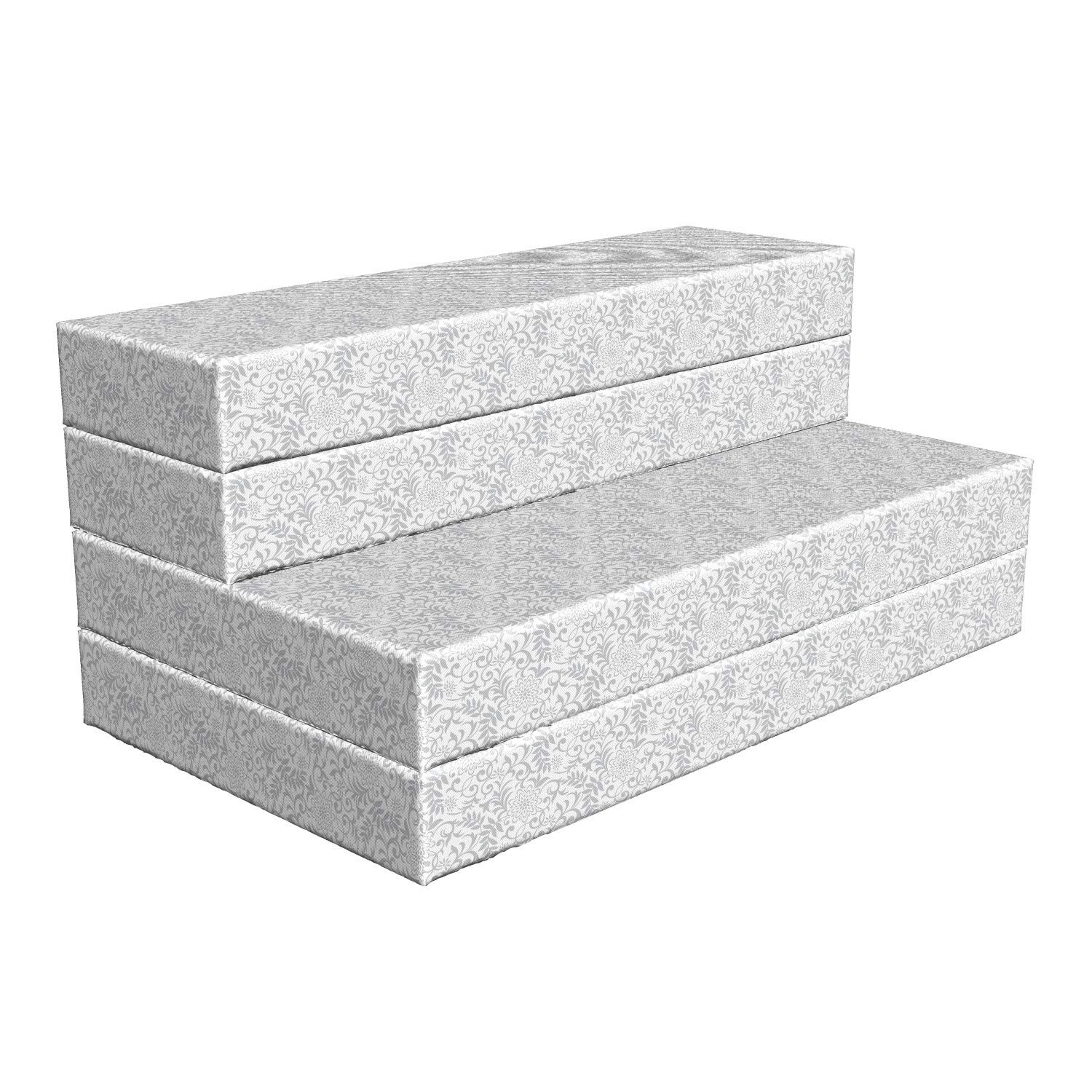 Ambesonne Floral Foldable Mattress - Grey White Ornate Carnation Flowers Design, 78.7
