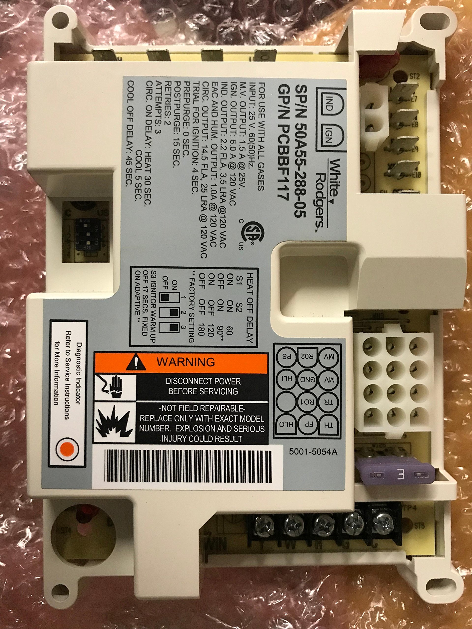 OEM Upgraded Replacement White Rodgers Furnace Control Circuit Board 50A55-288-05 - Compatible with HVAC Systems for Home Heating & Cooling Solutions