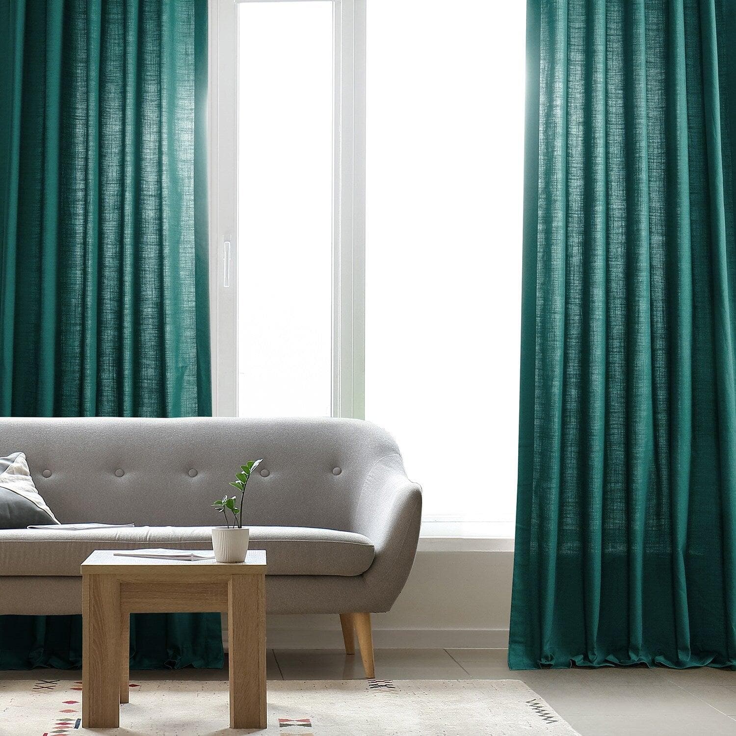 Dark Teal Dune Textured Cotton Curtain Pair (2 Panels) - Premium Window Treatments for Living Room & Bedroom Blackout Drapes