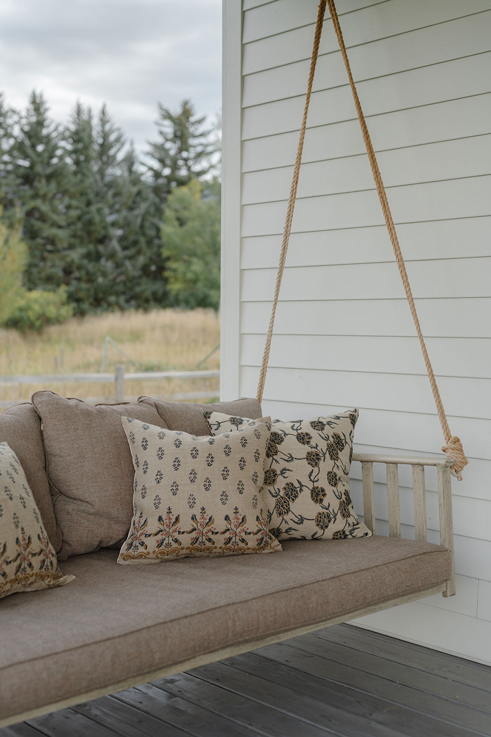 Handmade Linen Block Printed Pillow Cover No. 0222 - Bohemian Home Decor for Living Room, Bedroom & Sofa