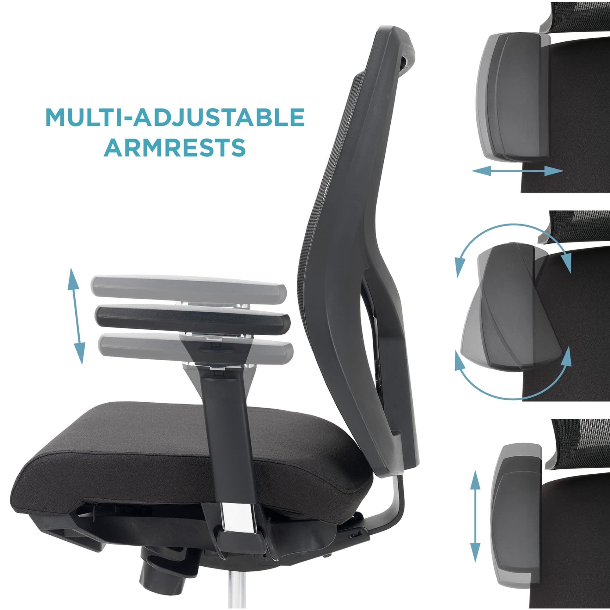 WorkPro® Oceanic Ergonomic High-Back Executive Office Chair with Breathable Mesh Fabric - Black - BIFMA Certified for Home & Business Workspaces